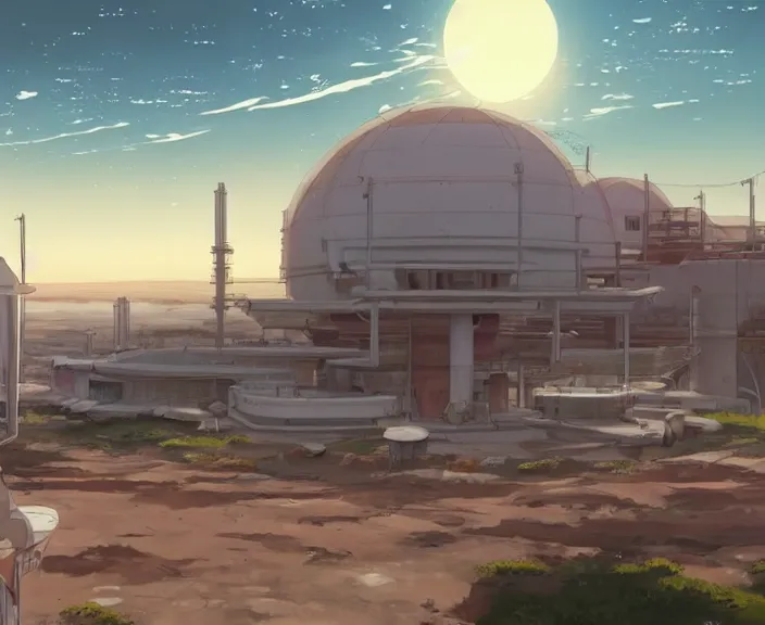 Prompt: A mars colony under construction, peaceful and serene, incredible perspective, soft lighting, anime scenery by Makoto Shinkai and studio ghibli, very detailed