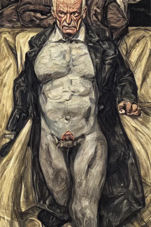 Image similar to Beast (Dr. Henry Philip Hank McCoy) from the X-Men by Lucian Freud