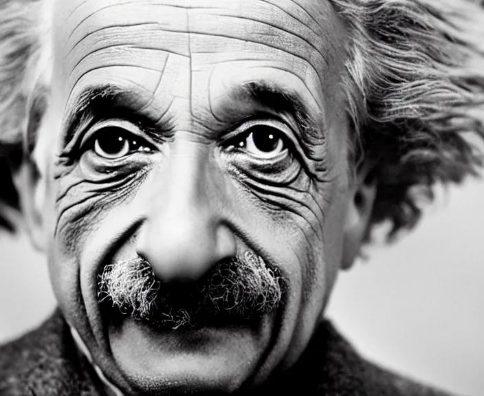 Image similar to 4 k hd, high detail photograph of albert einstein, shot with sigma f / 4. 2, 2 5 0 mm sharp lens, wide shot, consistent, isometric view, volumetric lighting, high level texture render