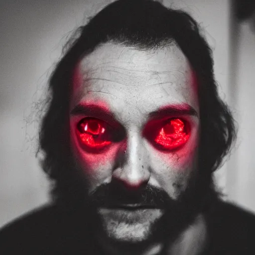 Image similar to a man with red glowing eyes