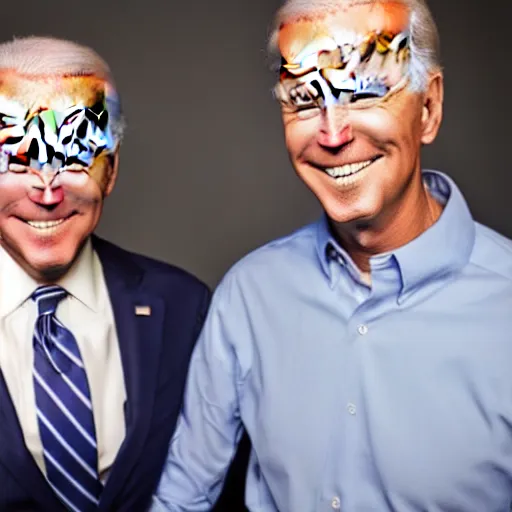 Image similar to A photo of joe biden teams up with a teenage joe biden, perfect faces, 50 mm, award winning photography