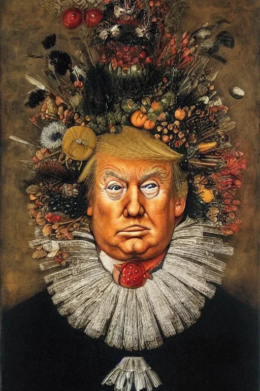 Prompt: portrait of Trump by Giuseppe Arcimboldo
