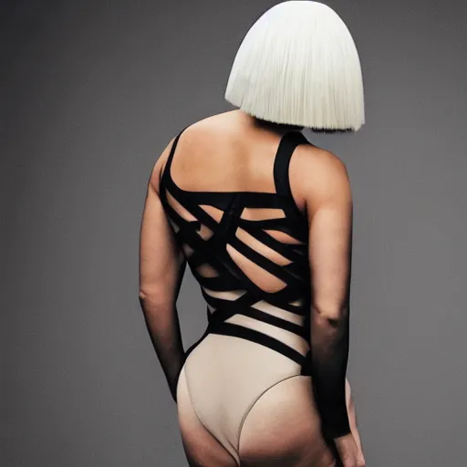 Image similar to sia furler leotard photoshoot artistic from behind