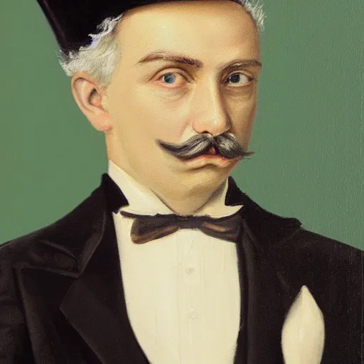 Prompt: detailed portrait painting of gentleman with a top hat and moustache