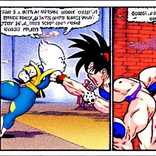 Image similar to chun li fighting goku in street fighter v by gary larson