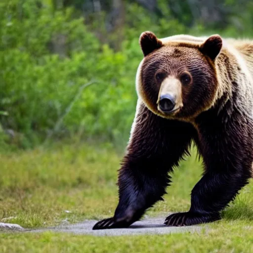 Image similar to a bear entering in picnic are, people are panicking and running