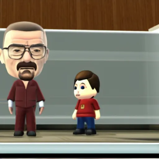 Prompt: Walter White as a Mii, Wii screenshot 480p