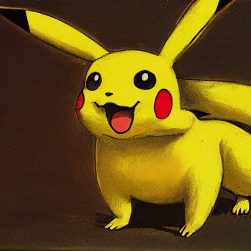 Prompt: a painting of Pikachu by adolph Menzel