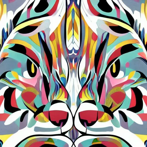 Prompt: A highly stylized conceptual art 4k shaded matte illustration of two abstract expressionist cats intertwined together in the style of Kandinksy