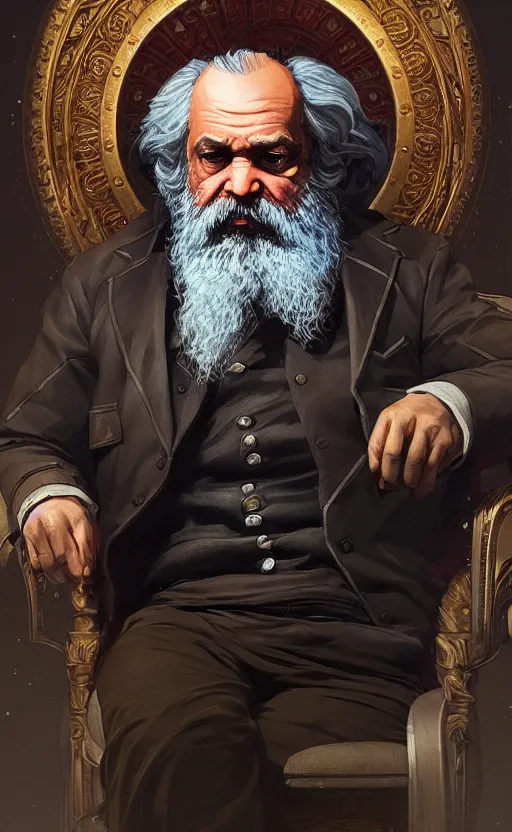 Image similar to highly detailed portrait of karl marx in gta v, stephen bliss, unreal engine, fantasy art by greg rutkowski, loish, rhads, ferdinand knab, makoto shinkai and lois van baarle, ilya kuvshinov, rossdraws, tom bagshaw, global illumination, radiant light, detailed and intricate environment