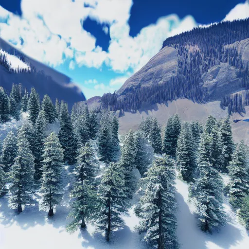 Prompt: rocky mountains, snow, detailed, unreal engine 5, natgeo, tilt shift,