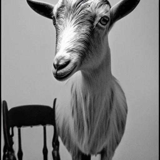 Prompt: a goat wearing Victorian clothing, cctv camera footage, found footage, thermal imaging\'