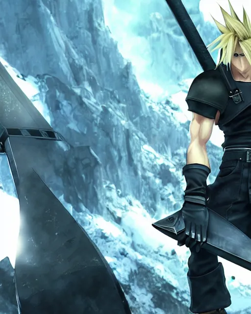 Image similar to final fantasy vii follows the story of mercenary cloud strife, who is hired by the eco - terrorist group avalanche 8 k resolution cryengine unreal engine vray trending on artstation award winning anime character design