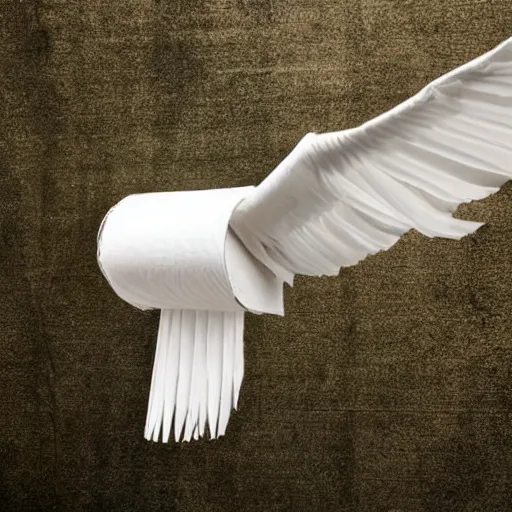 Image similar to toilet paper with long wingspan majestic flying over beautiful medieval background