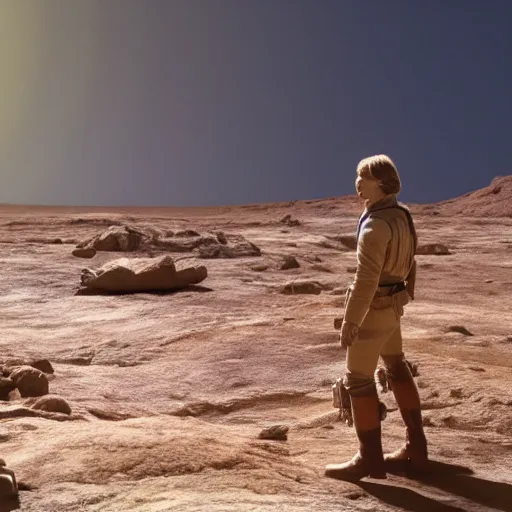 Prompt: photo of Luke skywalker on planet Mars, 8k,