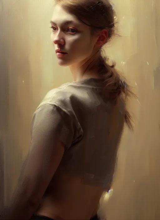 Prompt: painting of a gorgeous young woman in the style of Helene Knoop, realistic, sharp focus, 8k high definition, insanely detailed, intricate, elegant, art by WLOP and Wadim Kashin