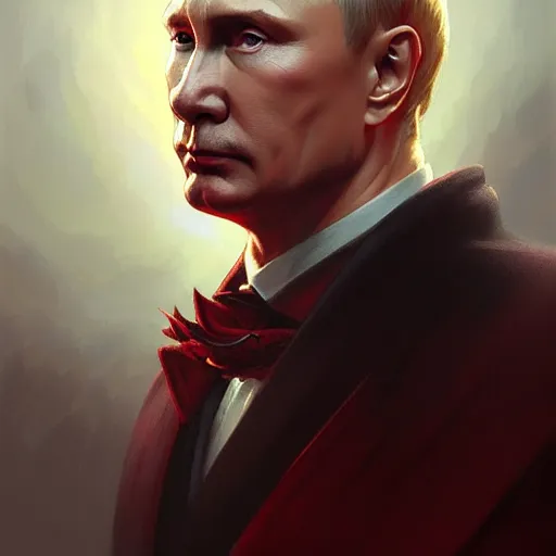 Prompt: Portrait of Putin, D&D, red eyes, face, fantasy, intricate, elegant, highly detailed, digital painting, artstation, concept art, smooth, sharp focus, illustration, art by artgerm and greg rutkowski and alphonse mucha