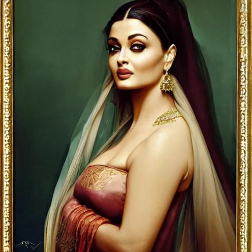 Prompt: aishwarya rai posing in veil, highly detailed artwork by roberto ferri