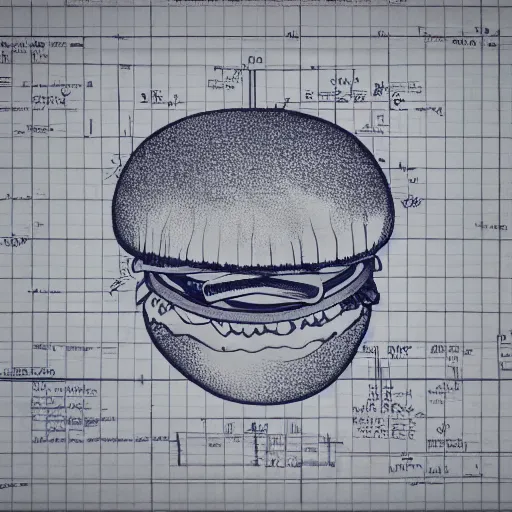 Prompt: blueprint of burger