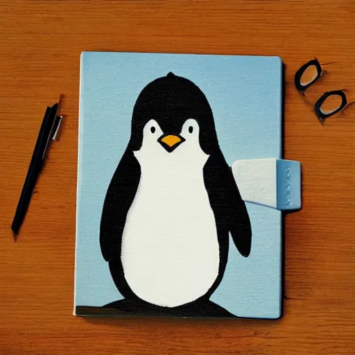 Prompt: a cute penguin holding a briefcase, photorealistic storybook illustration, Beatrix Potter