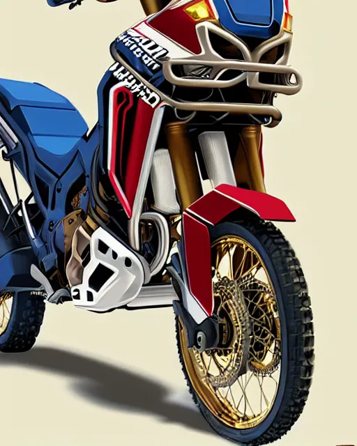 Image similar to honda africa twin from bioshock, hyper realistic, ambient lighting, concept art, intricate, hyper detailed, smooth, volumetric lighting, octane