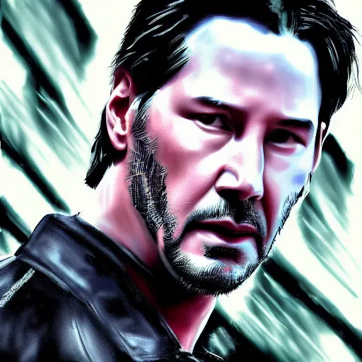 Image similar to Keanu reeves as The punisher digital art 4K detail