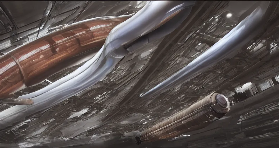 Image similar to A highly detailed matte oil painting of a gigantic transparent hyperloop tube with capsules moving at supersonic speed by Grant Yun, hyperrealistic, cinematic angle, breathtaking, beautiful composition, by Artgerm, volumetric lighting, intricate insanely detailed octane render, 8K resolution, high contrast, trending on artstation, future art