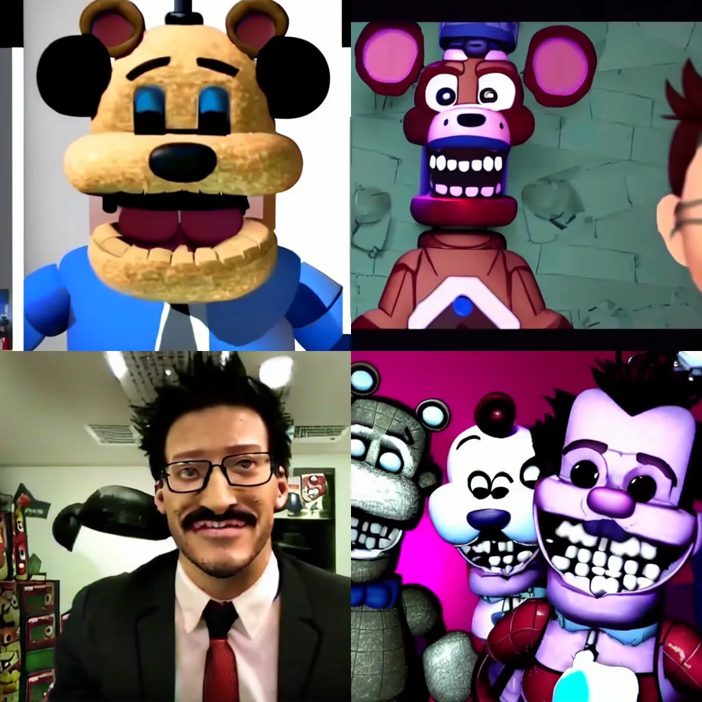 Prompt: markiplier playthrough of five nights at freddy's 9, youtube video screenshot