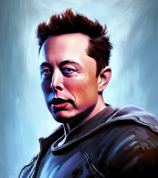 Prompt: An epic fantasy comic book style portrait painting of Elon Musk, awesome pose, character design by Mark Ryden and Pixar and Hayao Miyazaki, unreal 5, DAZ, hyperrealistic, octane render, cosplay, RPG portrait, dynamic lighting, intricate detail, summer vibrancy, cinematic