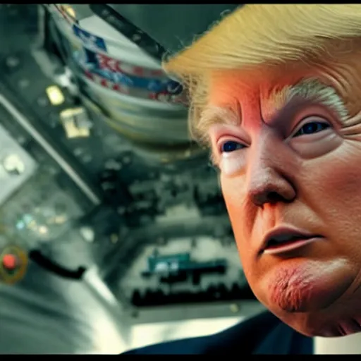 Prompt: a film still of Donald Trump as Matt Kowalsky in Gravity (2013)