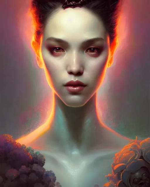 Prompt: benefit of all, ill of none, crystal, fantasy beauty portrait by tom bagshaw, tooth wu, wlop, james jean, victo ngai, beautifully lit, muted colors, highly detailed, artstation, fantasy art by craig mullins, thomas kinkade