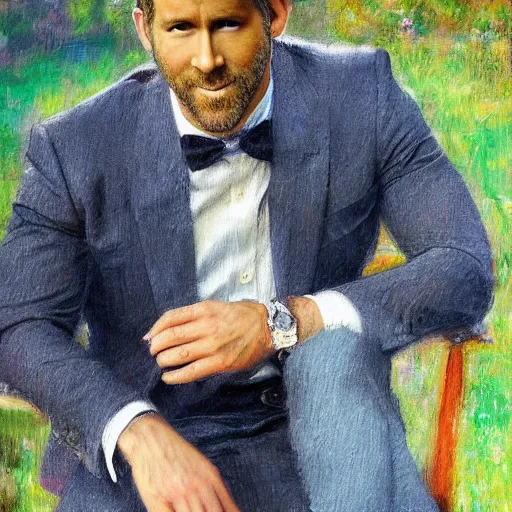 Prompt: ryan reynolds painted by benson, frank weston, impressionism, scene