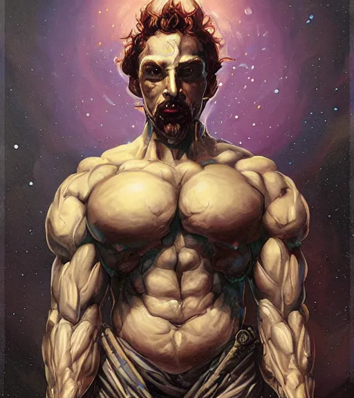 Prompt: Gigachad sigma buff macho Sam Hyde, standing triumphant and proud, award winning photo, by Peter Mohrbacher