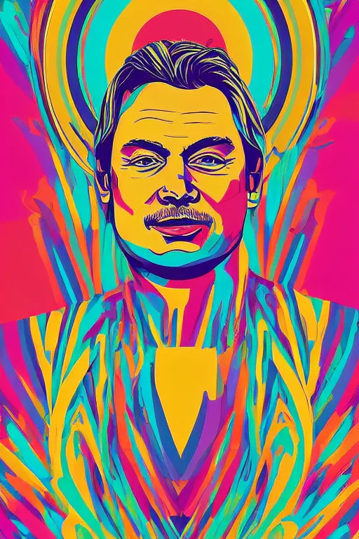 Image similar to minimalist boho style art of a colorful viktor orban, illustration, vector art