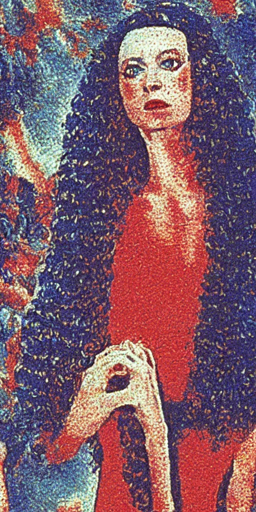 Image similar to a film still of suspiria by dario argento, 1 9 7 7, painted by impressionism, pointillism, detailed