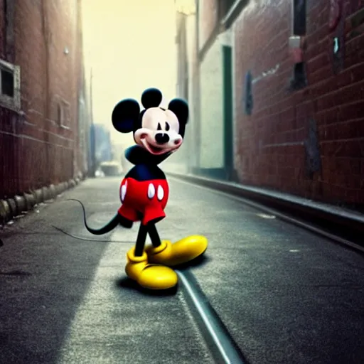 Prompt: Mickey Mouse in Trainspotting