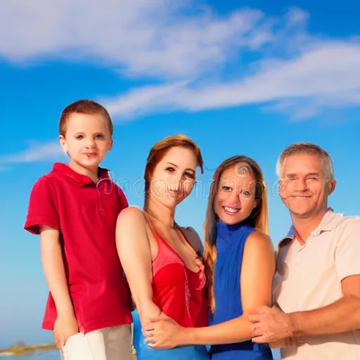 Image similar to happy family poses portrait on beach stock images