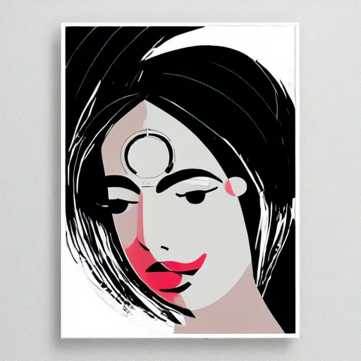 Prompt: vintage minimal figurative beautiful colorful, Sajida Hussain figurative art, cyber punk minimal figure art, soft colors mono chromatic, black color on white background, abstract