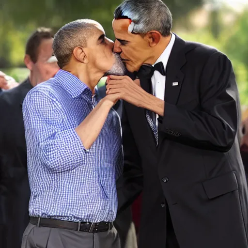 Image similar to Walter White kissing Obama