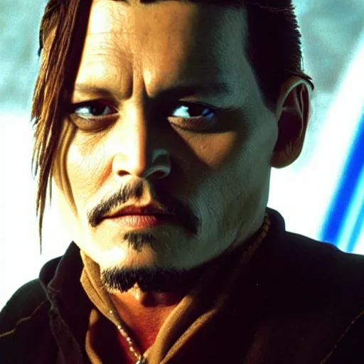 Prompt: johnny depp as a jedi in star wars