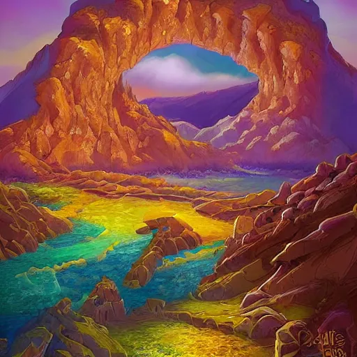 Prompt: full color fantasy art of a desert kingdom