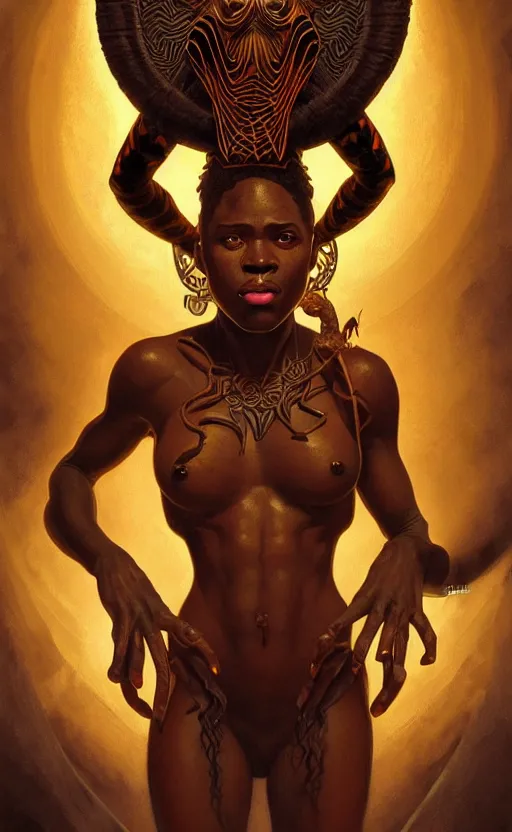 Prompt: the god anansi, african mythology, intricate, upper body, highly detailed, digital painting, artstation, concept art, sharp focus, cinematic lighting, illustration, art by artgerm and greg rutkowski, alphonse mucha, cgsociety