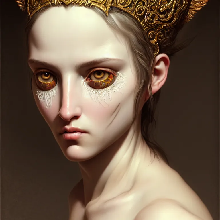 Image similar to epic professional symmetrical digital art of sweet realistic eyes, clear skin, accent lighting, painted, intricate, detailed, cheery, fun, effervescent, by roberto ferri, epic, stunning, gorgeous, much wow, much detail, cinematic, masterpiece, unreal engine render