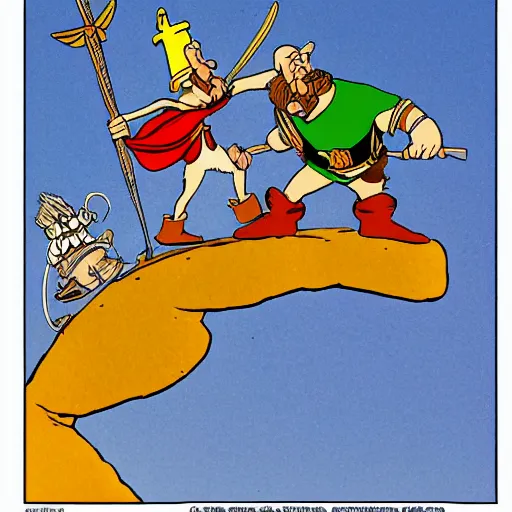 Prompt: Asterix & Obelix in the style of Jean Giraud, Moebius