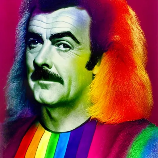 Image similar to pride rainbow portrait from a handsome sean connery