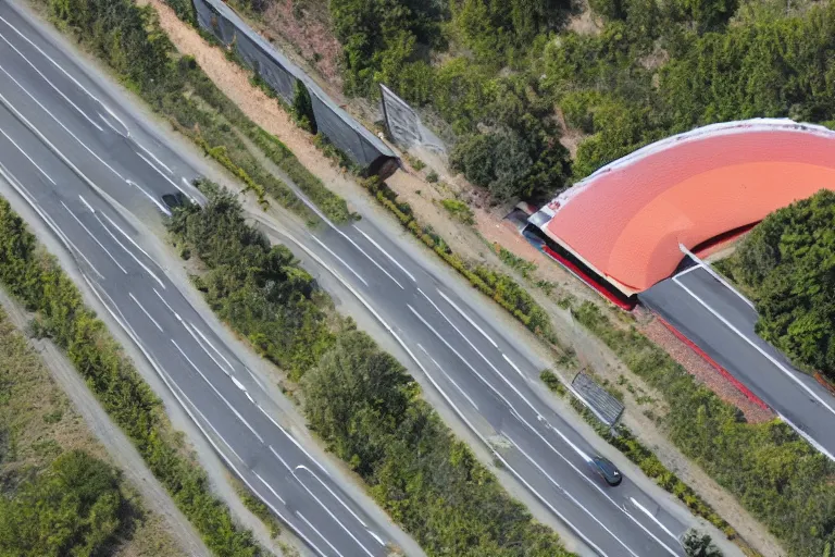 Image similar to looking down road, infinite house lining the road, the biggest pizza, telephoto lens compression