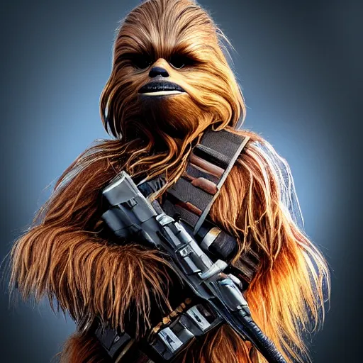 Prompt: Chewbacca in Call of Duty, highly detailed, high quality, HD, 4k, 8k, Canon 300mm, professional photographer, 40mp, lifelike, top-rated, award winning, realistic, sharp, no blur, edited, corrected, trending