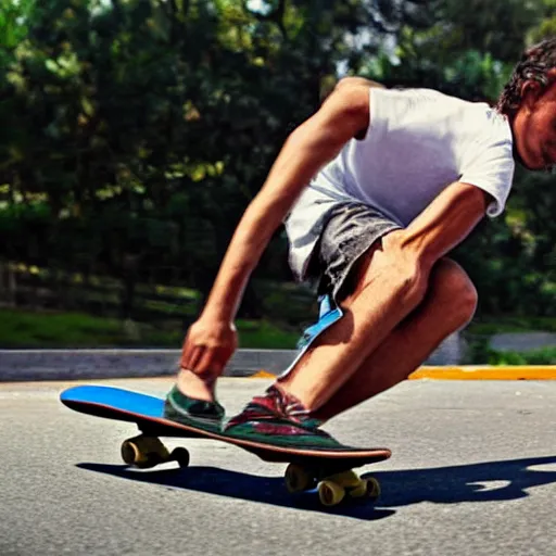 Prompt: Jesus riding a skateboard