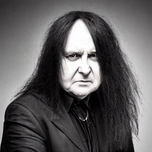 Image similar to mikhail gorbachev headshot head shot portrait live performance as gothic metal singer