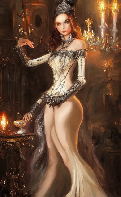 Image similar to Alchemy Imperial Princess knight gothic girl. By Konstantin Razumov, highly detailded